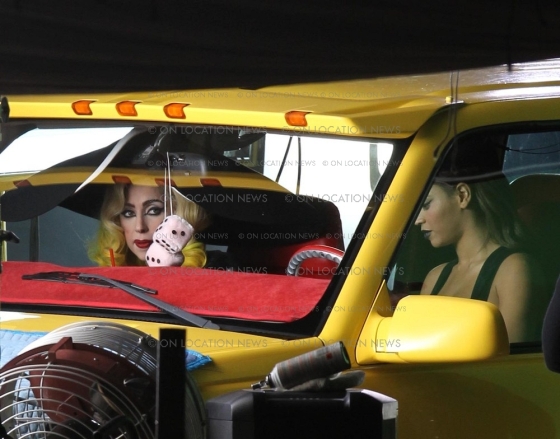 Pictures from the Telephone video shoot with Lady GaGa and Beyonce have 