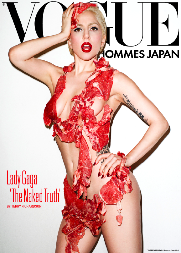 Lady Gaga Covered In Meat. Check out Lady Gaga on the